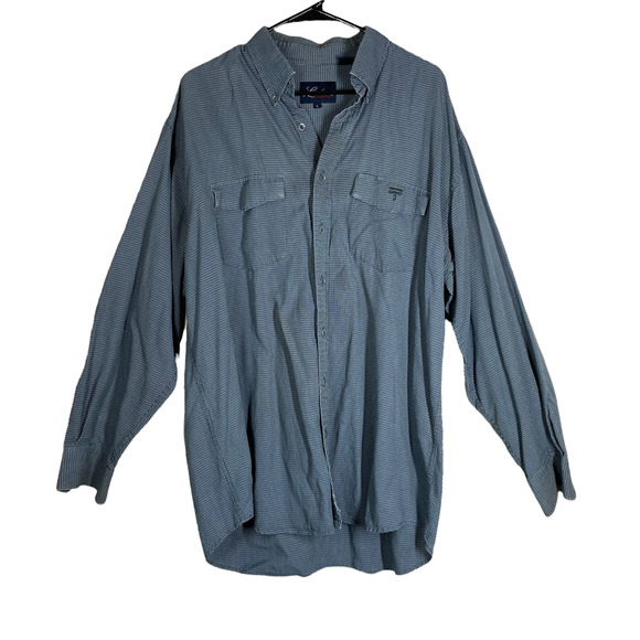 Lucchese Blue and White Plaid button up sz Large - Picture 1 of 12